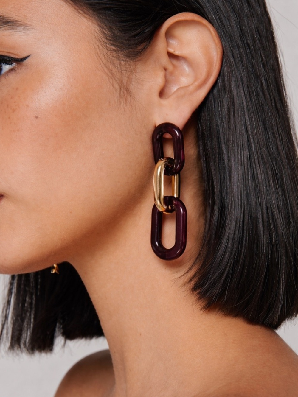 Urban Outfitters Chain Link Statement Earrings Purple Gold Lightweight Drop